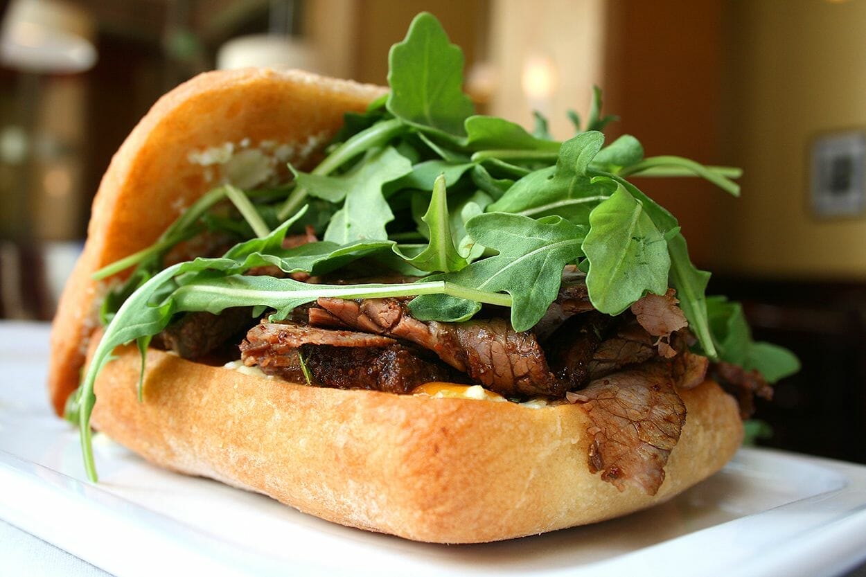 Grilled Tri Tip Sandwich on Ciabatta roll